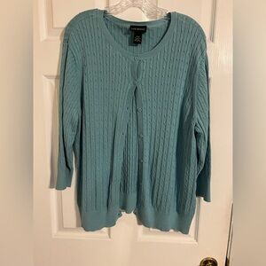 Light Blue Cable-Knit Women's Cardigan Sweater